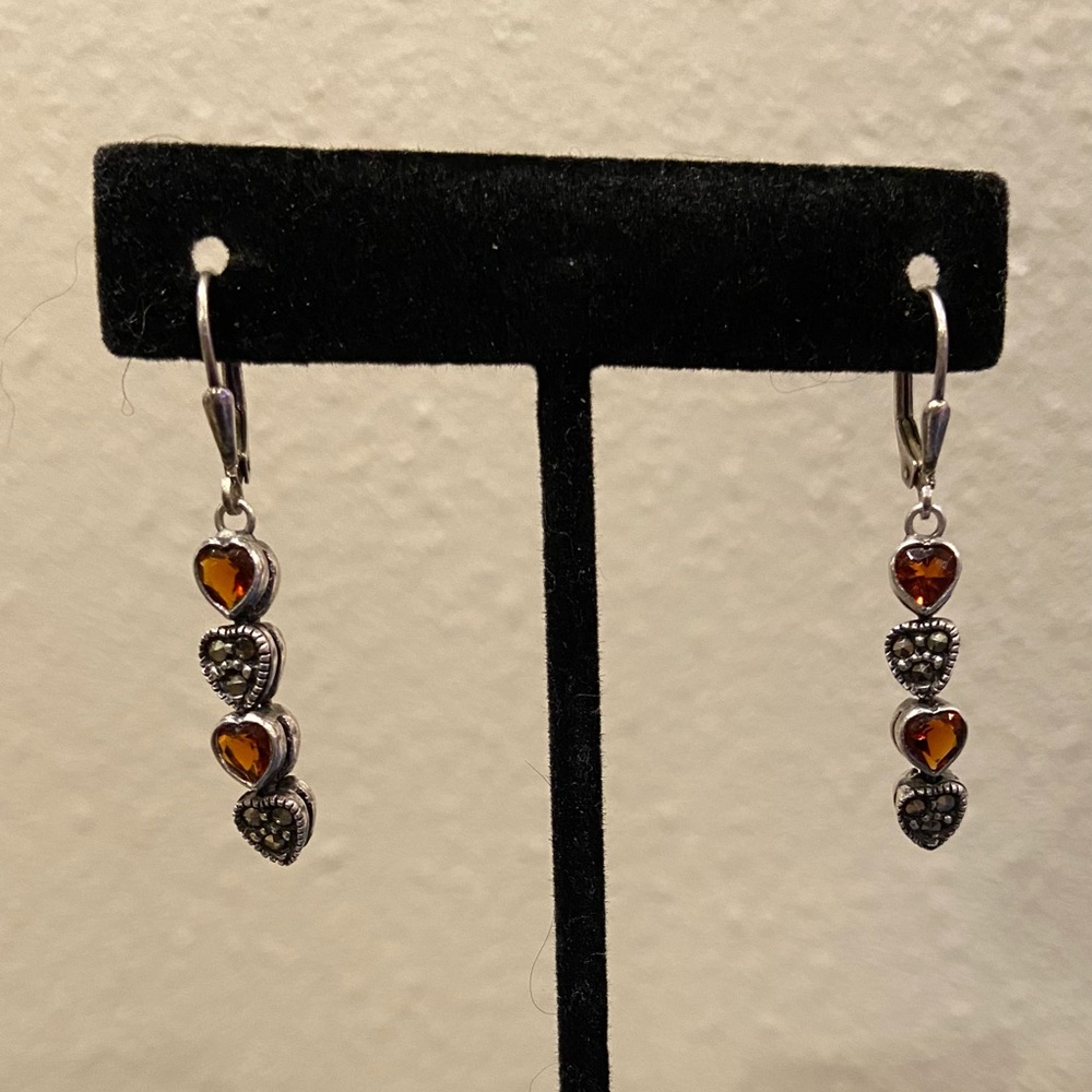 Sterling Amber and Marcasite earrings